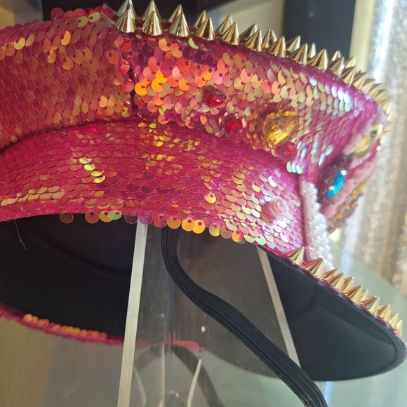 Mom birthday hat or mother's day hat pink and white pearls grand entrance hat. - Picture 3 of 6